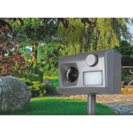   Ultrazvukový odpudzovač psov-mačiek, 200m2/fungovanie na baterky alebo adaptér/ IP54