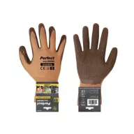 Rukavice záhradné Perfect grip hnedé, latex 9