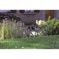   Kovová obruba záhona s dekoratívnymi kamennými motívmi, kamenná obruba čierna 0,40x1m