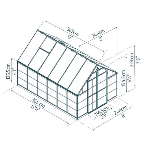 Polikarbonát üvegház Palram-Canopia BALANCE-ezüst 8x12 (2,44x3,66 m)