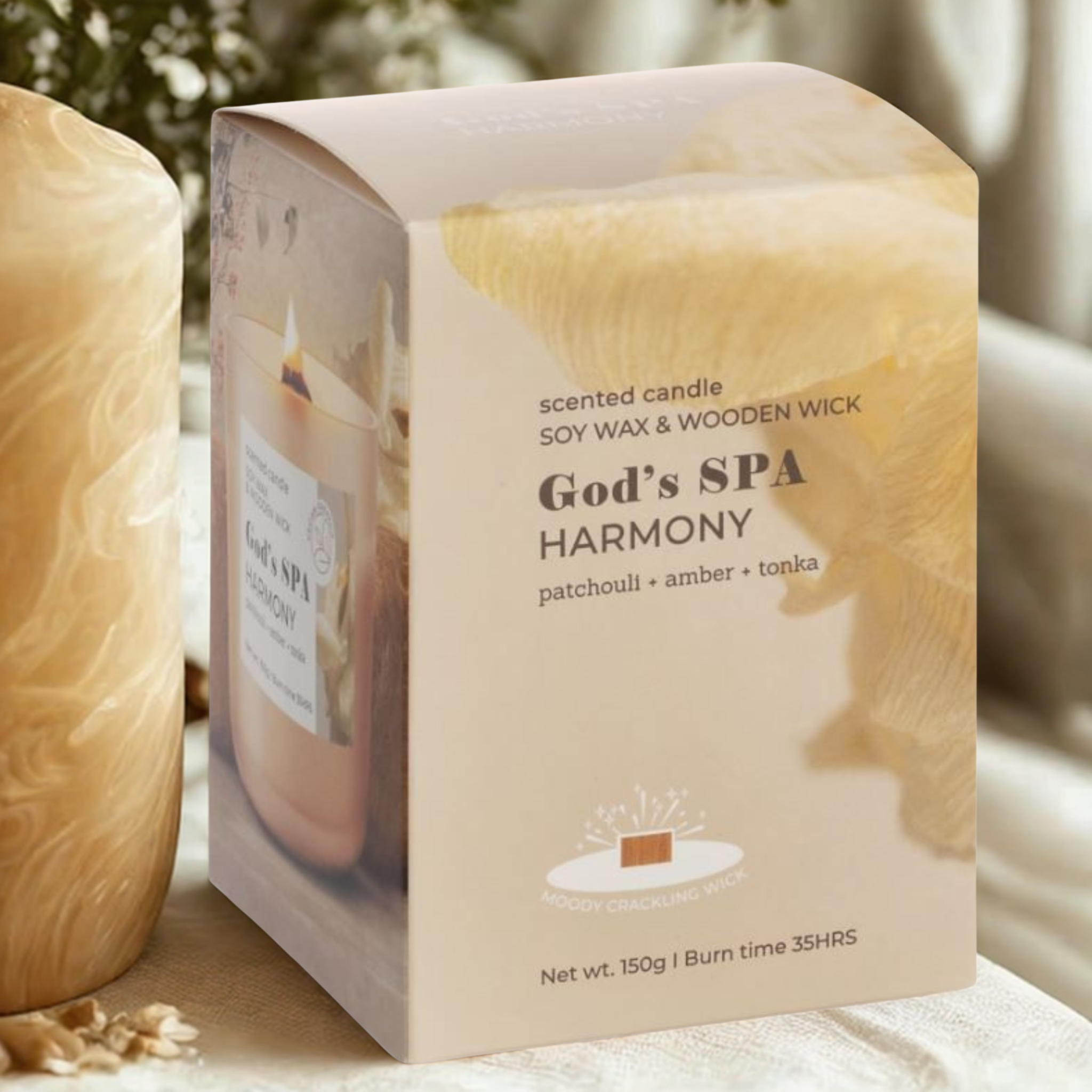 Vonné sklo Premium, sójový vosk God's SPA Harmony 150 g