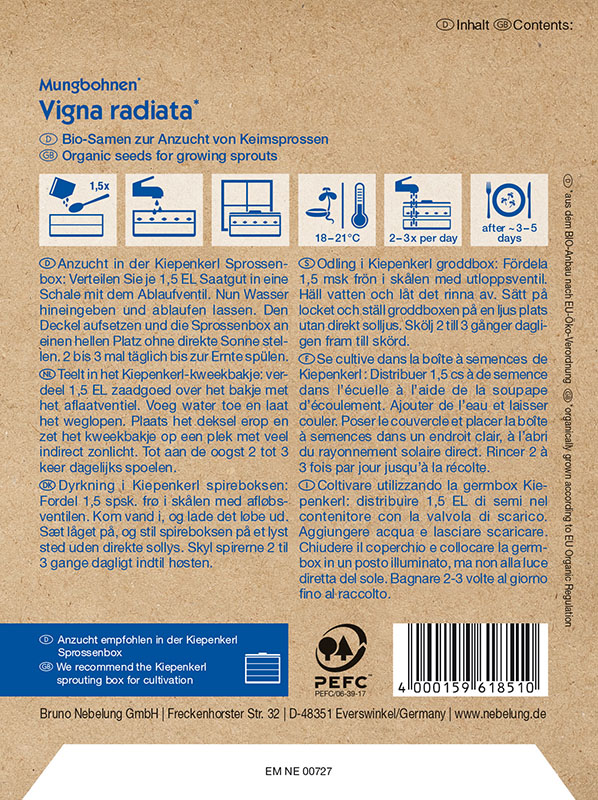 Klíčky semien Bio Mungo Kiepenkerl 75 g