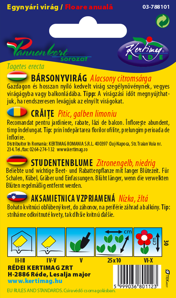 Aksamietnica nízka veľkokvetá (citrón) 1g