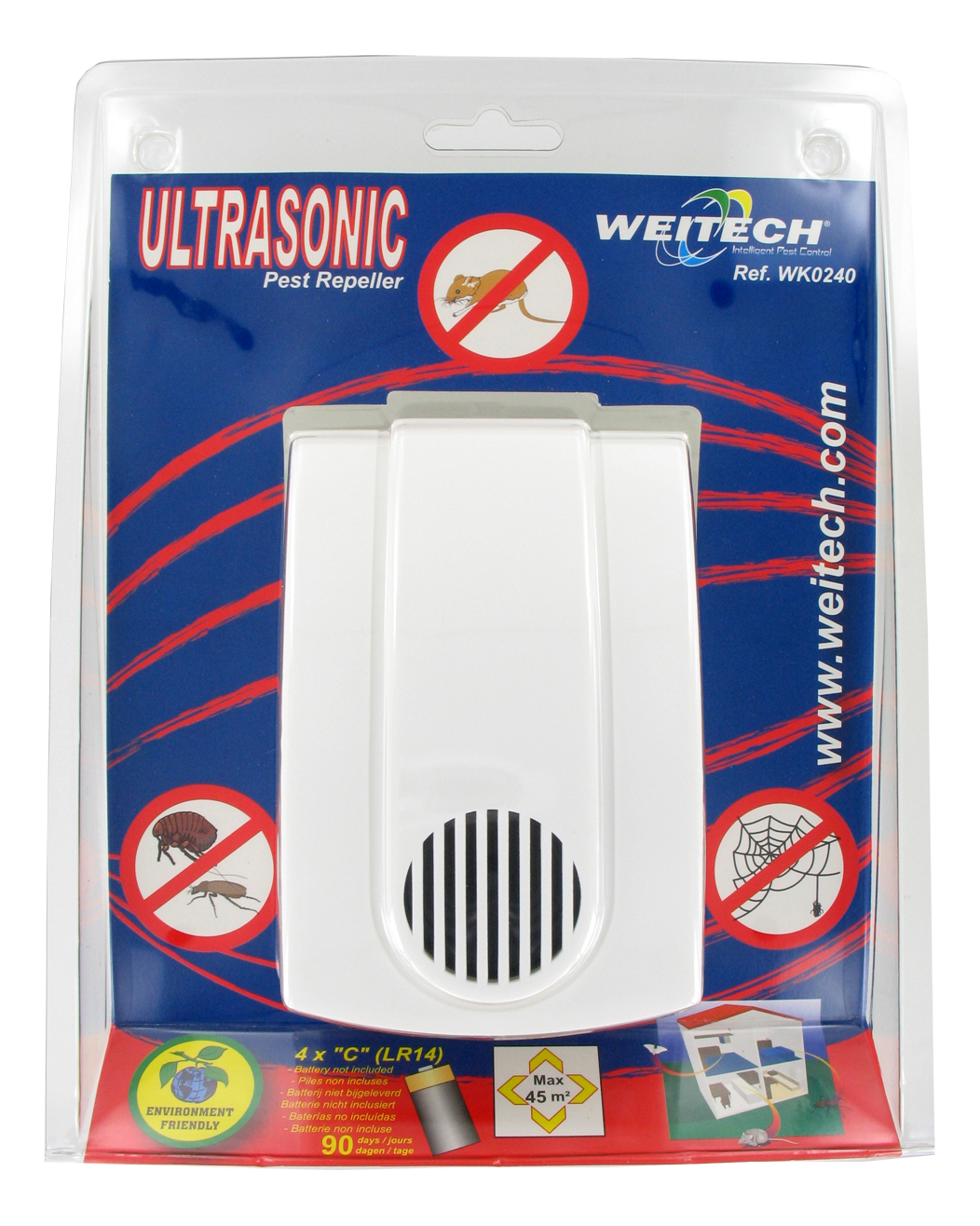 Ultrazvukový odpudzovač škodcov 60m2 Weitech