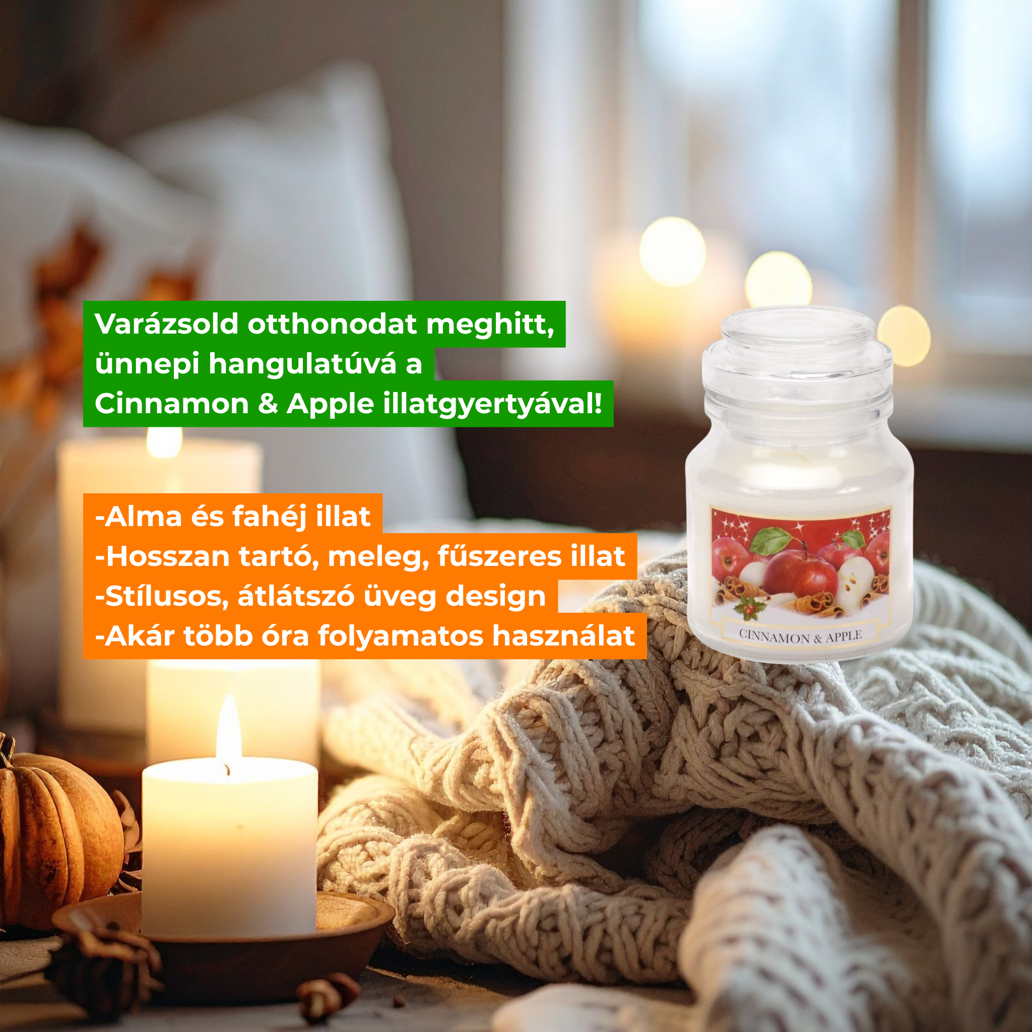 Illatpohár-Prémium, fahéj és alma visszazárható 130 g