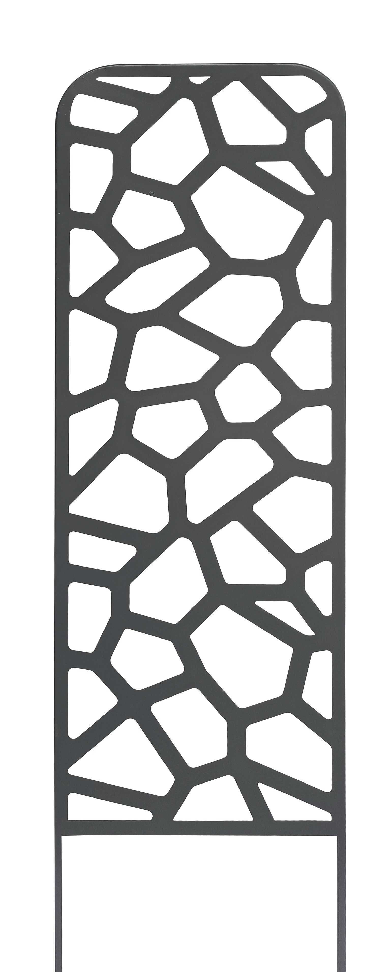 Metal planter with decorative stone motifs Stone trellis black 0,33x1,2 m