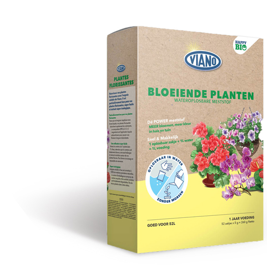 Viano Bio Happy organická živina na okrasné kvitnúce rastliny 4-3-10+MgO 50x5g