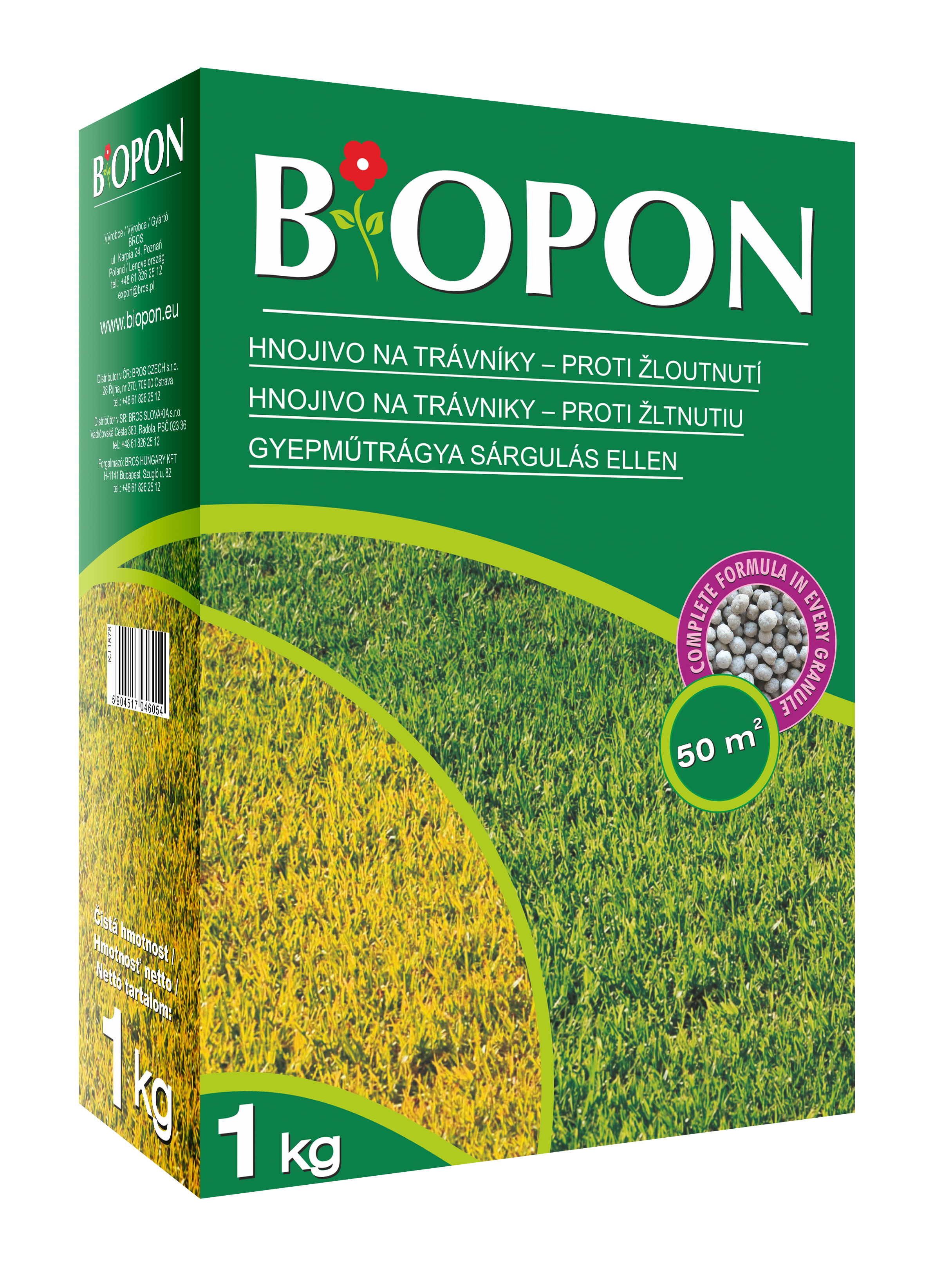 Biopon trávnikové hnojivo proti žltnutiu 1 kg