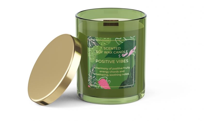 Illatgyertya-Prémium, szójaviaszból Positive Vibes 220 g