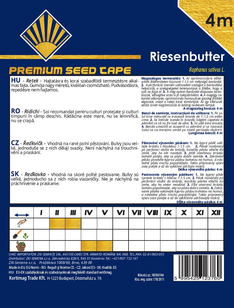 Výsevná páska Reďkovka obrovská maslová BK 4m