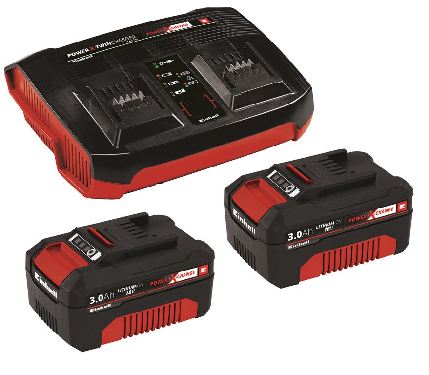 Einhell 2 pcs Battery + Twin Charger 2x3,0Ah &amp; Twincharger Kit