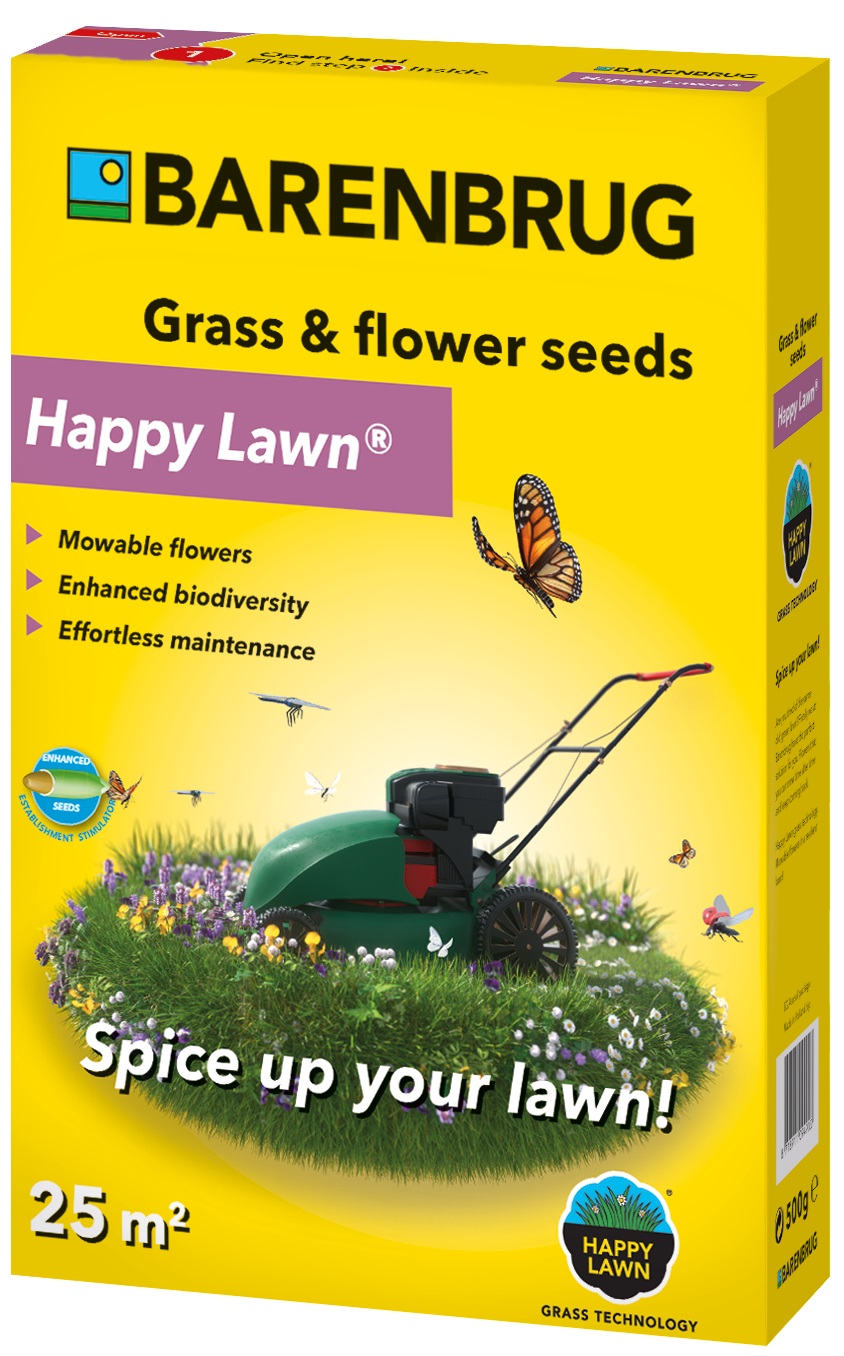Trávne osivo Happy Lawn® - Zmes trávnych semien s kvetinovými semenami Barenbrug 500 g