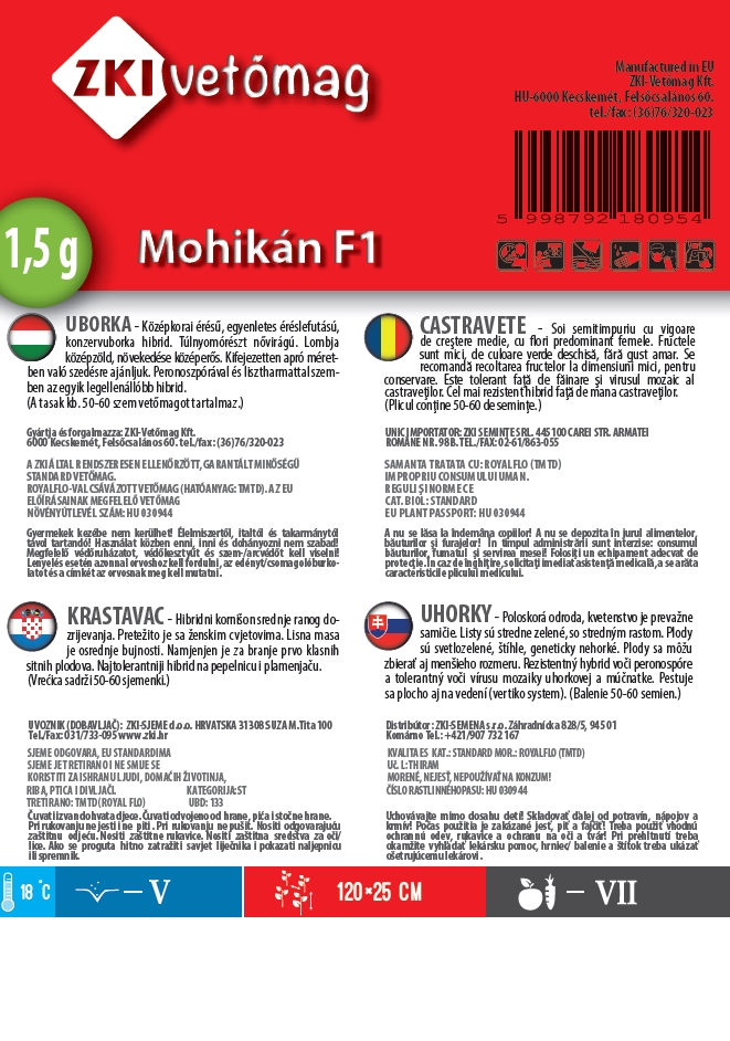 Uhorka (konzerv) Mohikán F1 1,5 g ZKI