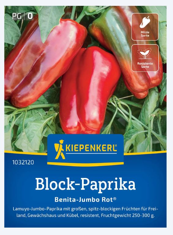 Paprika (óriás)-Benita-Jumbo Rot®, F1 Kiepenkerl ca. 5 db mag