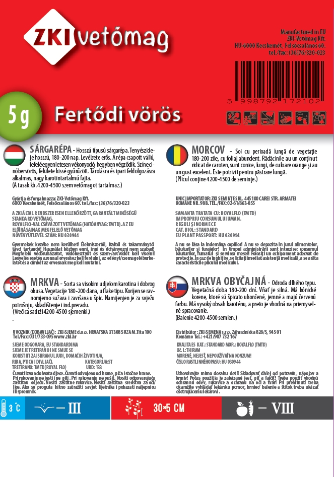 Mrkva Fertődi rýdzovočervená ZKI 5g