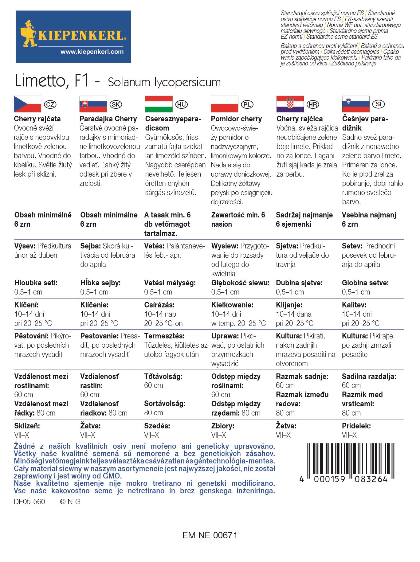 Koktélové paradajky Limetto Kiepenkerl 6 semien