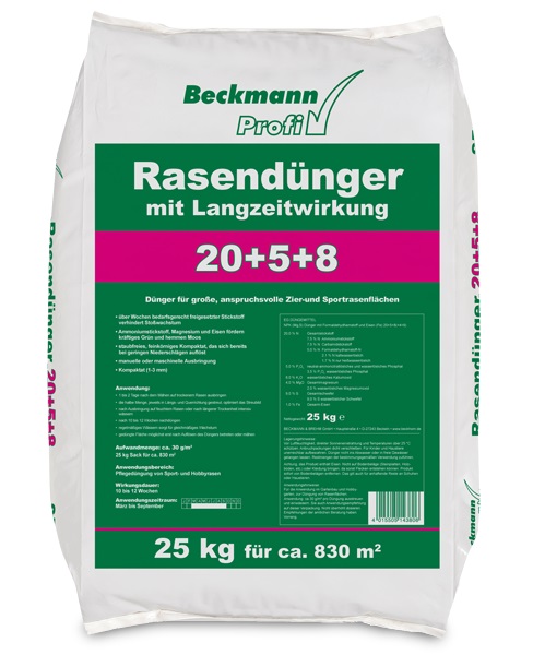Beckmann udržiavacie, dlho pôsobiace trávnikové hnojivo 20-5-8 25kg