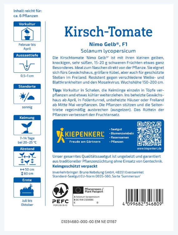 Cseresznyeparadicsom Nimo Gelb (sárga) Kiepenkerl 5 db