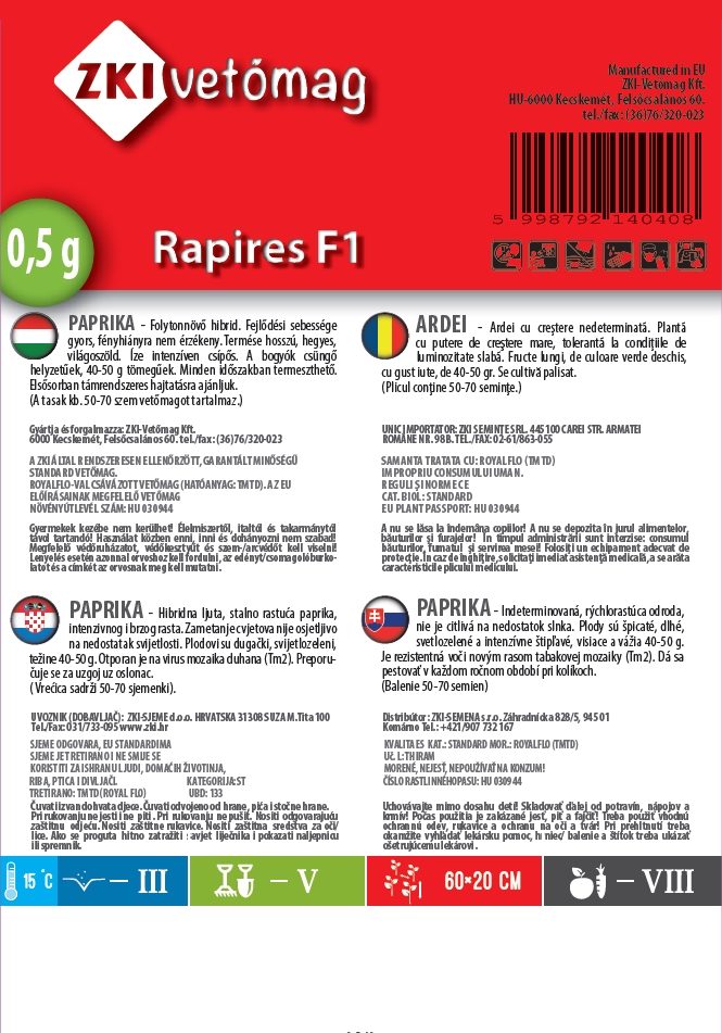 Konzumná paprika Rapires F1 0,5g ZKI