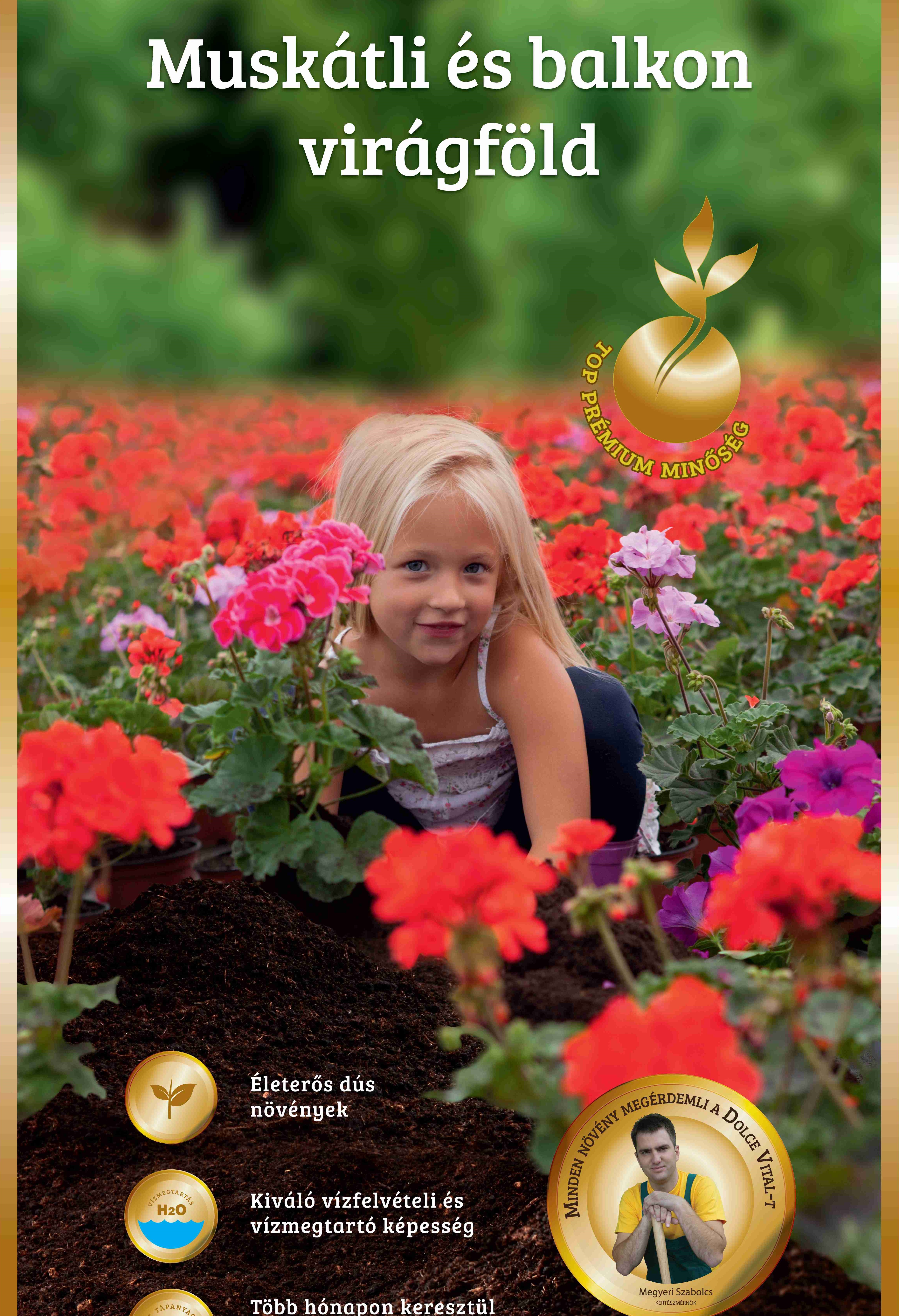 Virágföld TOP PRÉMIUM Muskátli és Balkon föld Dolce Vital 20 l