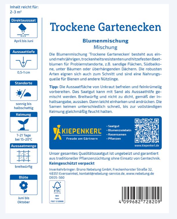 Szárazságtűrő virágok-Trockene Gartenecken Kiepenkerl 2-3 m2