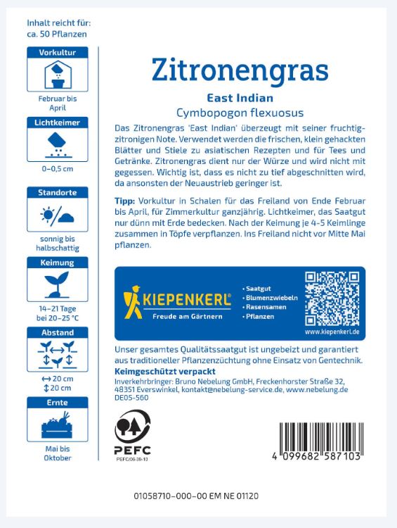 Indiai citromnád-East Indian Kiepenkerl ca. 50 db mag