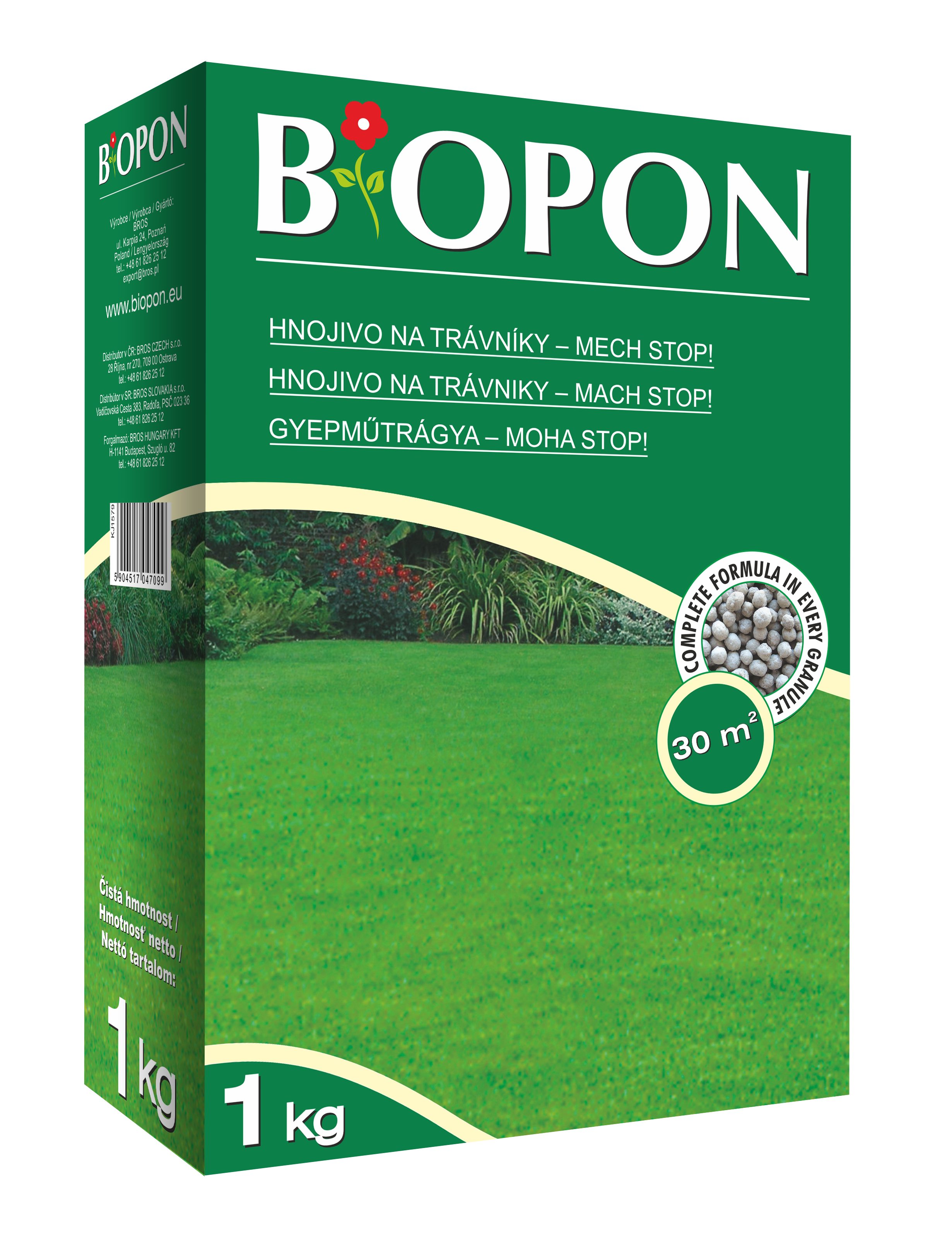 Biopon trávnikové hnojivo mach-stop 1 kg