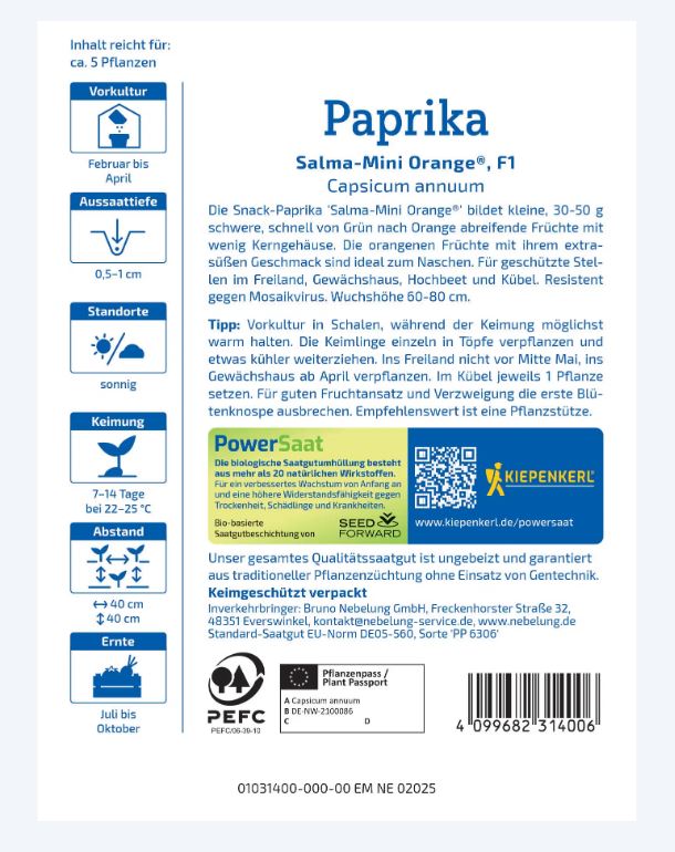 Paprika-snack Salma®-Mini Orange, F1 Kiepenkerl ca. 5 db mag
