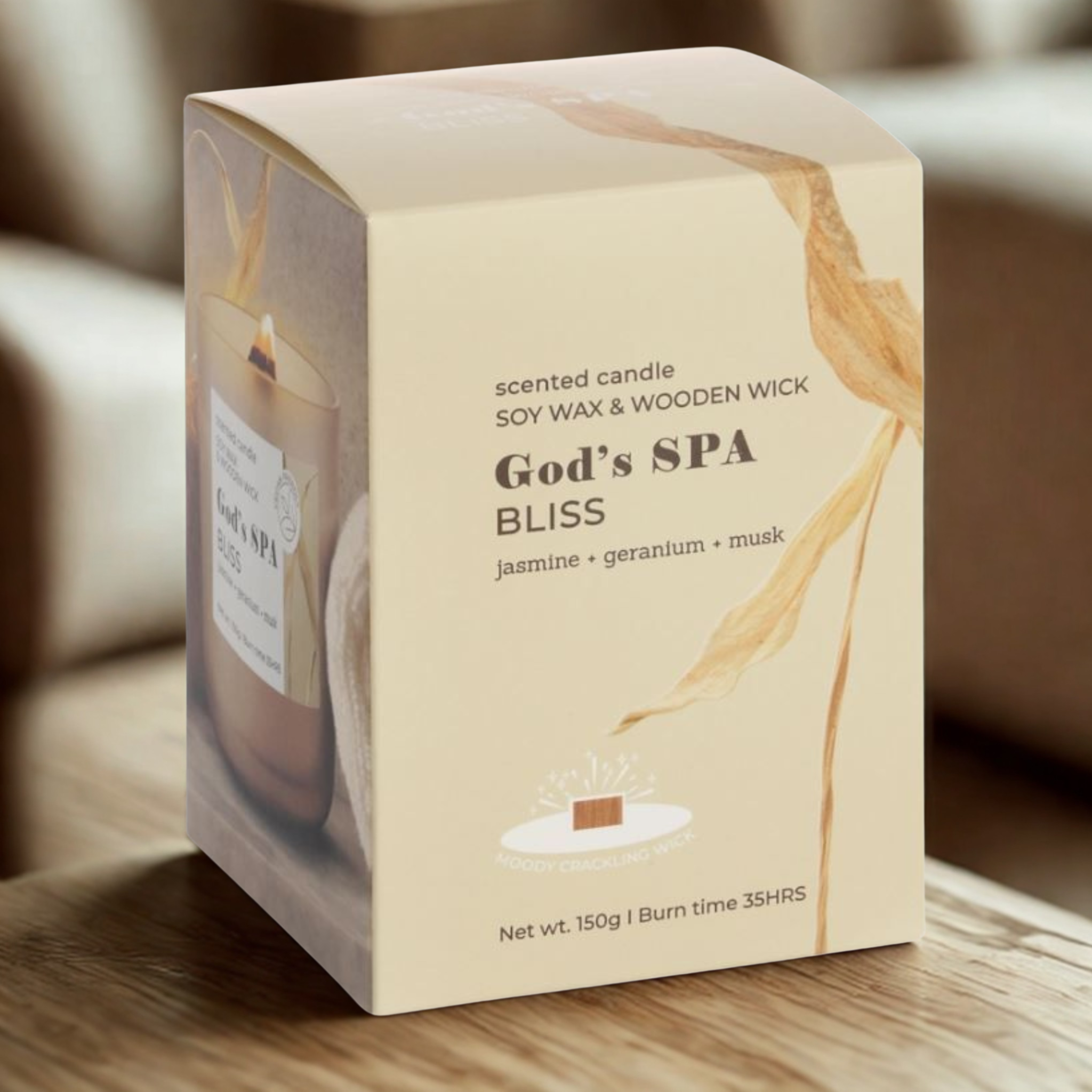 Vonné sklo Premium, sójový vosk God's SPA Bliss 150 g