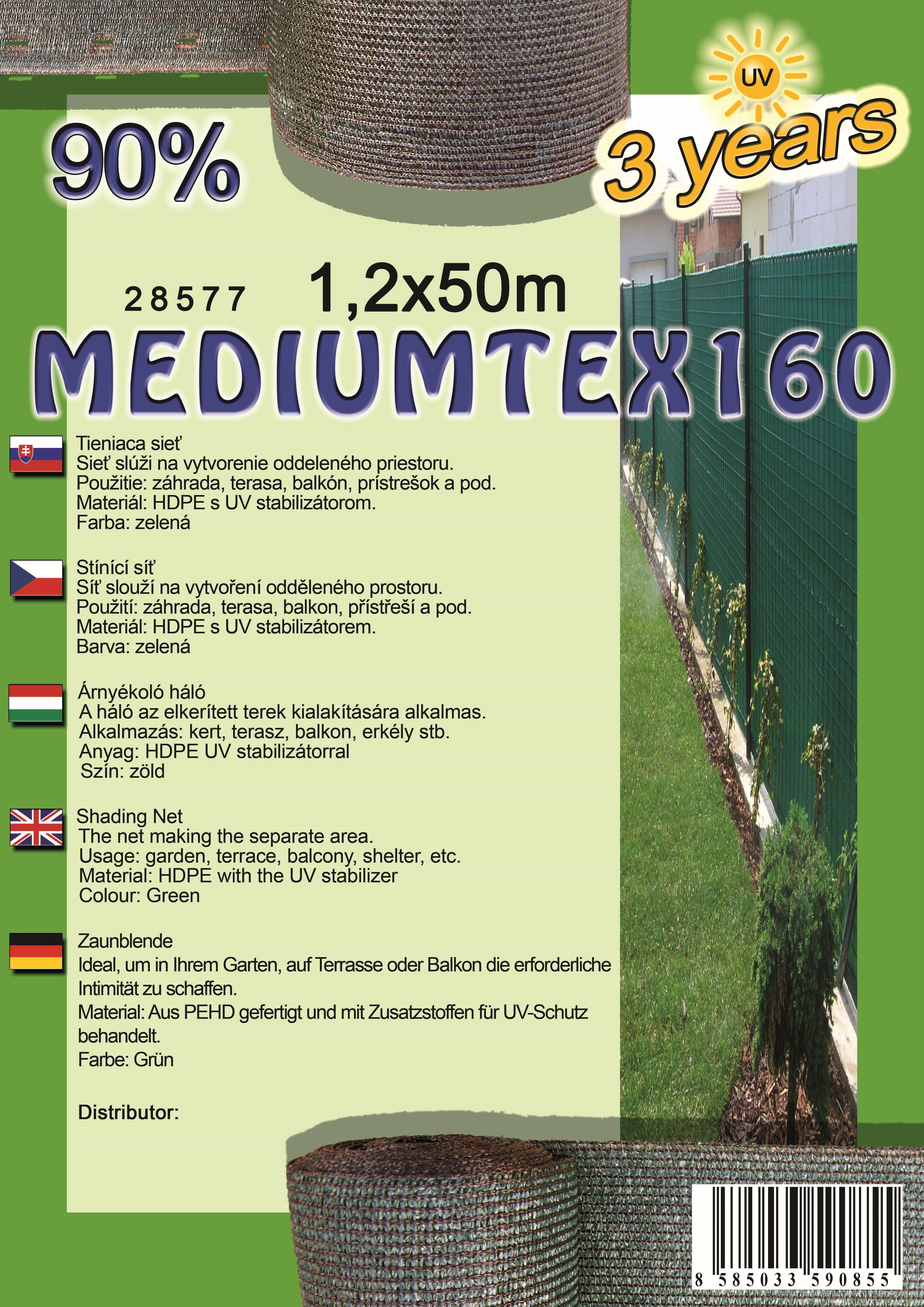 Tieniaca sieť MEDIUMTEX160 1,2X50 m zelená 90%