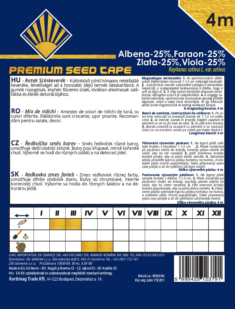 Výsevná páska Reďkovka zmes farieb BK 4m