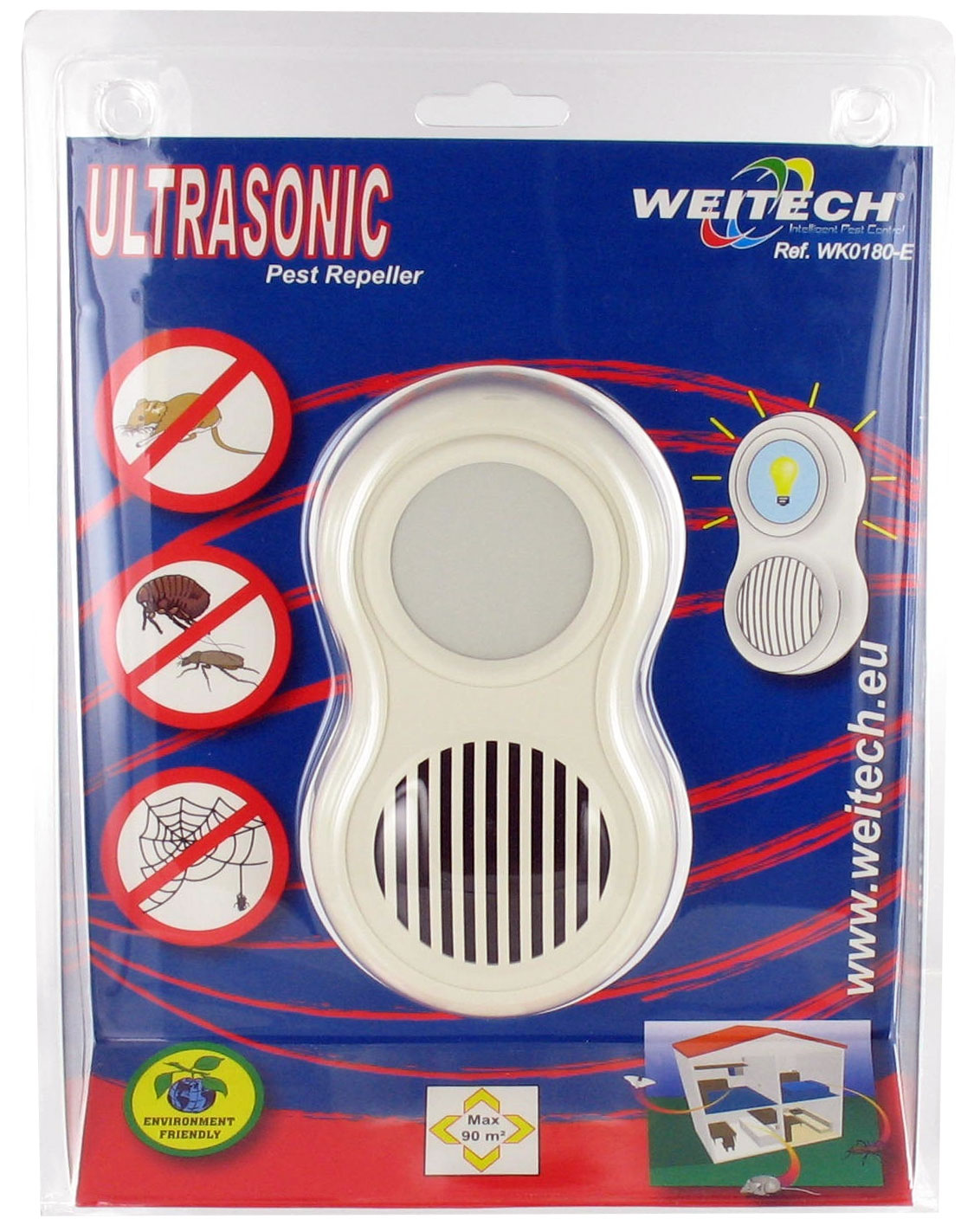 Ultrazvukový odpudzovač škodcov 90m2 Weitech