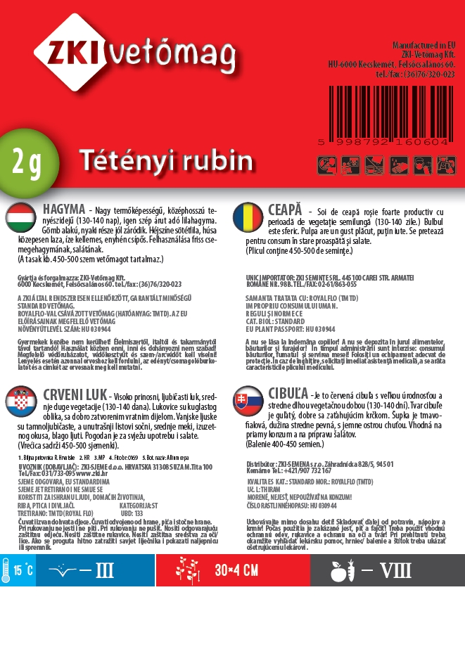 Fialová cibuľa Tétényi rubin 2g ZKI