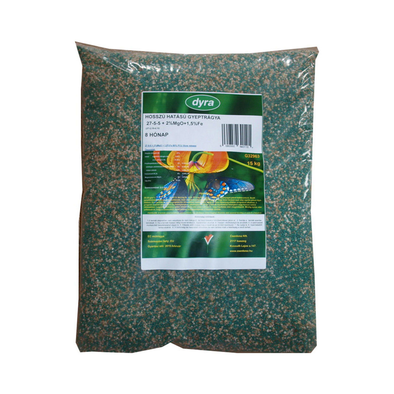 Dyra dlhopôsobiace trávnikové hnojivo (27-5-5) 8 mesačné 15 kg