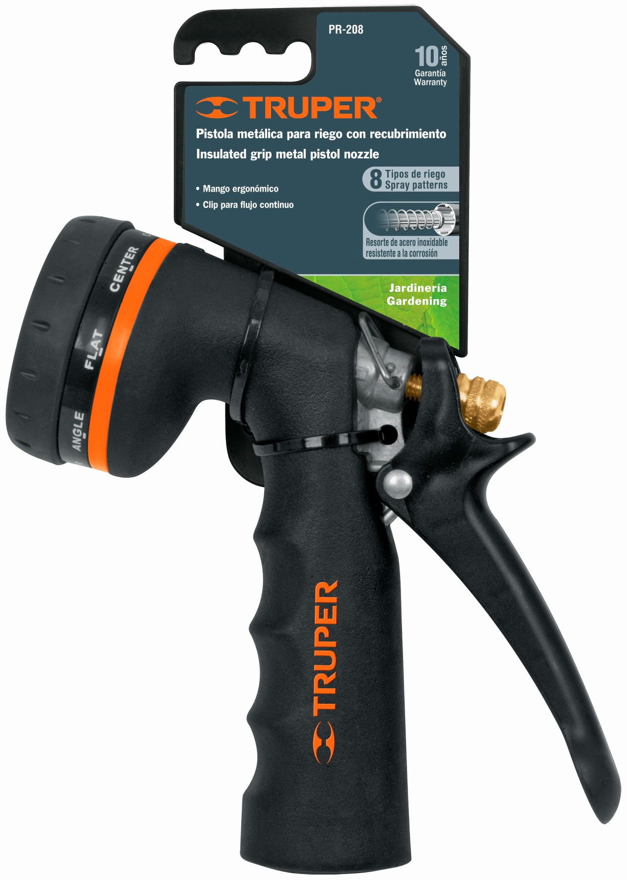 Locsoló pisztoly Truper 8 funkciós (PR-208)+csavaros gyorscsatlakozó (CLICK-M)