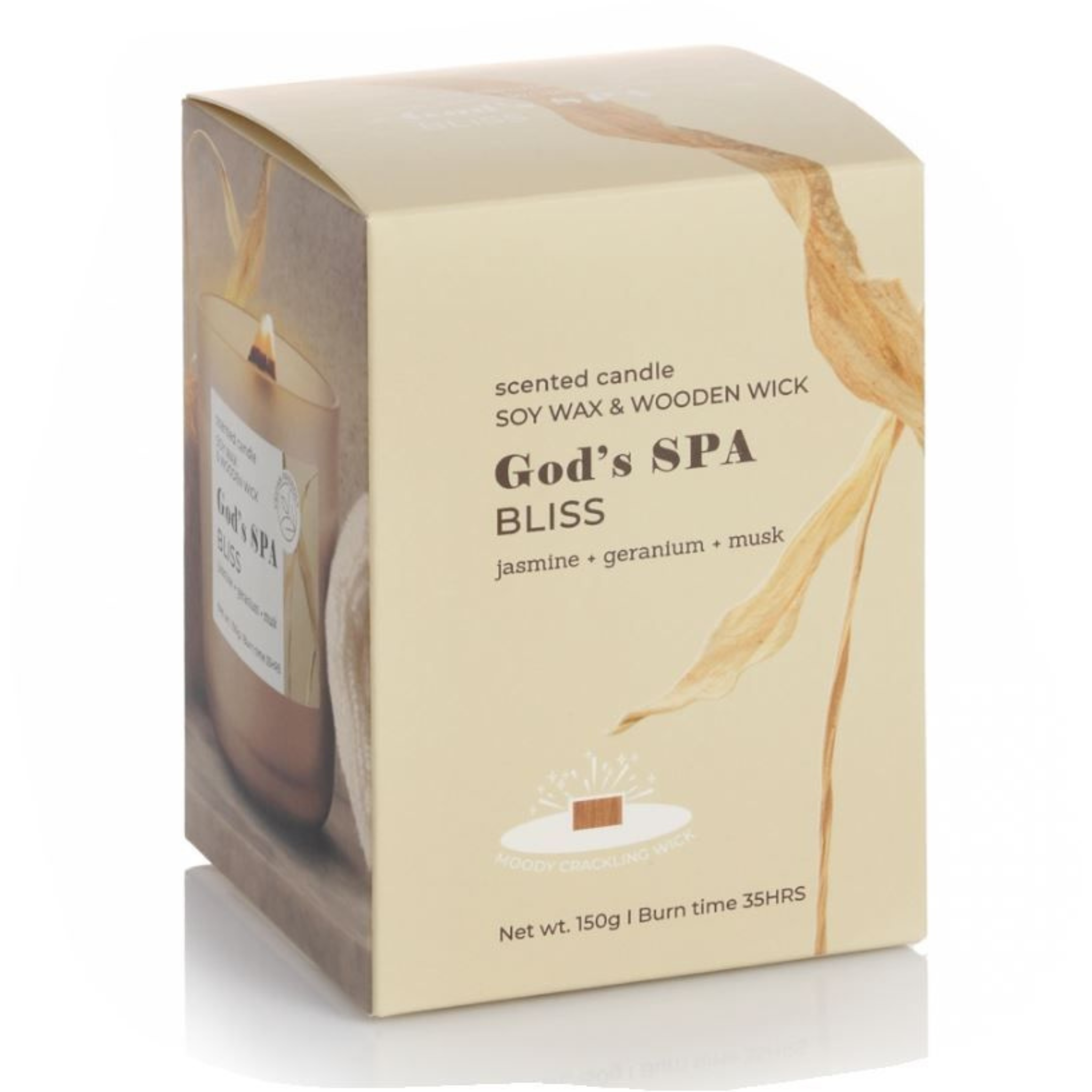Vonné sklo Premium, sójový vosk God's SPA Bliss 150 g