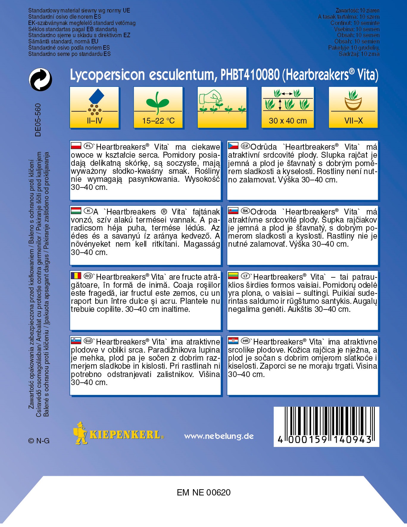 Paradajky srdcovité 10 semien Kiepenkerl