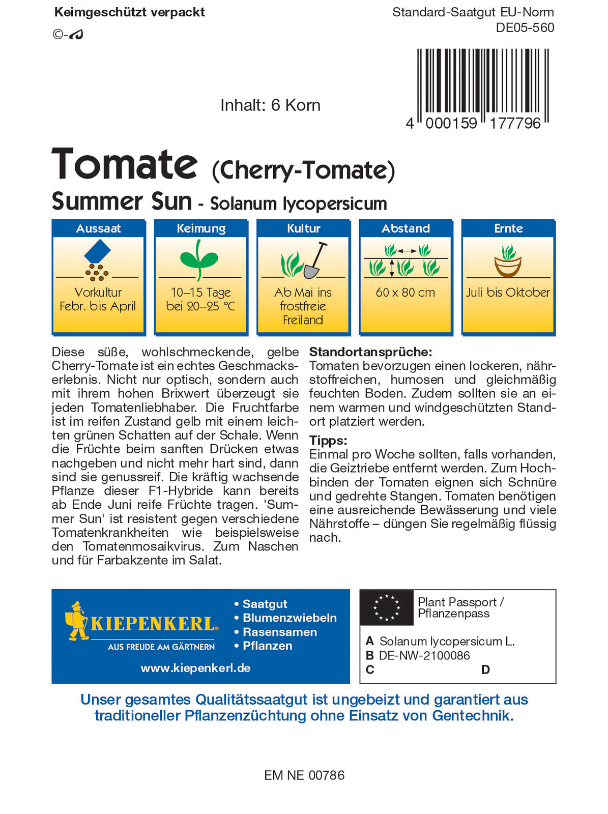 Cherry tomatoes Summer Sun Kiepenkerl 6 pcs
