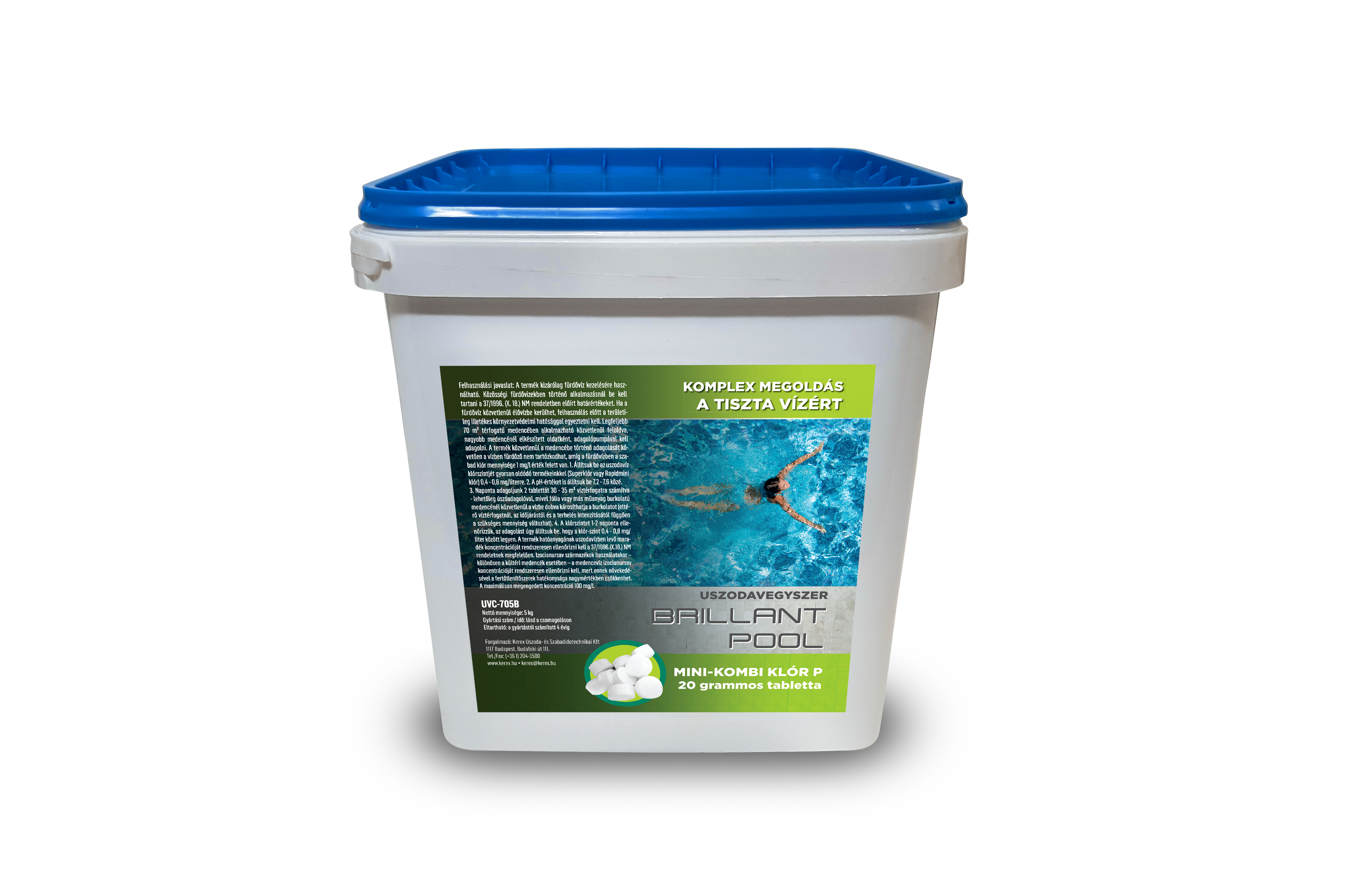 Mini-kombi klór P-lassan oldódó klórtabletta, algaölő, pelyhesítő 20g/db 5 kg